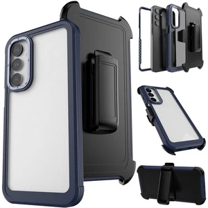 For Samsung Galaxy A16 5G Clear Rugged Rubber Case Bumper Cover Belt Clip Holder - Picture 1 of 17