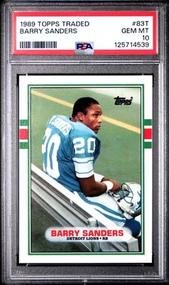 1989 Topps Traded #83T Barry Sanders Rookie GEM MINT PSA 10 - QTY AVAILABLE - Image 1 of 2