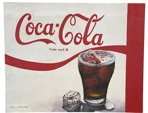 Coca-Cola Marke von Gary Sherman weiß Leinwand Wandbehang Druck Größe 16"Hx20"B - Bild 1 von 9