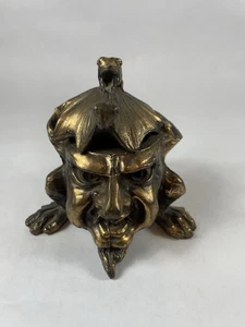 Einzigartiger antiker Teufel Dämon Kobold Troll Metall Tintenfass skurril Frosch schrullig - Bild 1 von 16