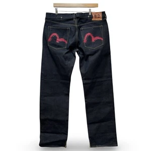 Vintage Evisu Jeans Mens 38x35 Baggy Selvedge Dark Wash Y2K Designer Denim Japan - Picture 1 of 23