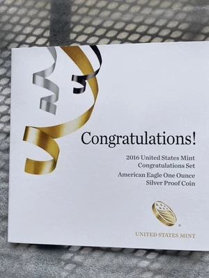 2016-W Prueba $1 Dólar American Silver Eagle Felicitaciones Set En OGP Foto 1 de 4