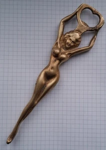 Vintage collectible brass bottle opener, girl - Picture 1 of 10