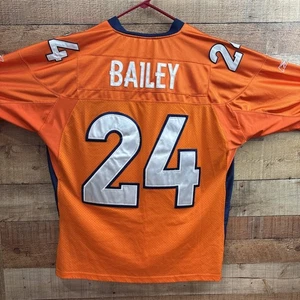 Champ Bailey Trikot genäht Logos Vintage Denver Broncos orange Größe 52 Reebok - Bild 1 von 10