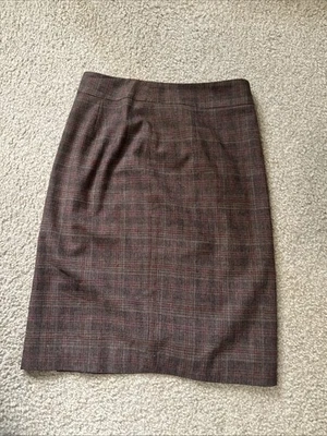 Falda lápiz Banana Republic Heritage para mujer talla 2 marrón a cuadros tela italiana Foto 1 de 2