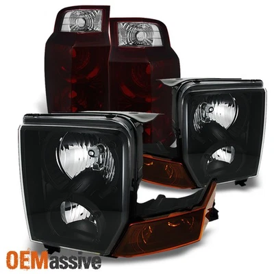 Combo de faros negros + luces traseras rojas oscuras Fit 06-10 Jeep Commander SUV Foto 1 de 4