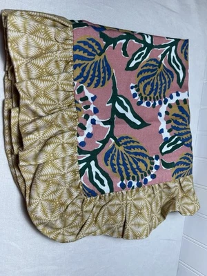 West Elm Vine Floral Ruffle Pillow Cover Coral Almond - Image 1 of 3