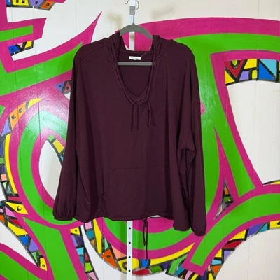 Толстовка с капюшоном Maurices темно-бордовая с длинным рукавом галстук спереди. Размер 1X. В отличном состоянии! - Изображение 1 из 4