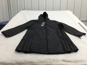 NEW 32 Degrees Heat Ultra-Light Down Puffer Womens 2XL Black Full Zip Long Hood - Picture 1 of 16