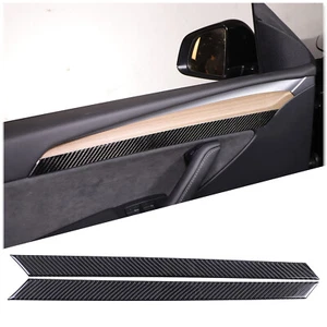 Carbon Fiber Front Door Panel Strip Trim Sticker For Tesla Model 3/Y 2016-2022 - Picture 1 of 11
