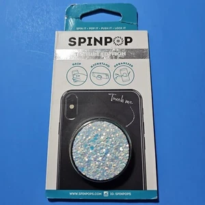 SpinPop Texture Edition: Pop-Up Phone Grip & Stand - WHITE GLITTER - Zdjęcie 1 z 4