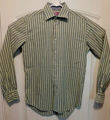 CAMISA LORENZO UOMO RIBETE AJUSTE MEDIANO LARGO SL HOMBRE BOTÓN DN VERDE/GR RAYAS A4011 Foto 1 de 4