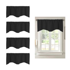 4 Pieces Black Short Curtains Small Window Valances 132x46cm for Kitchen