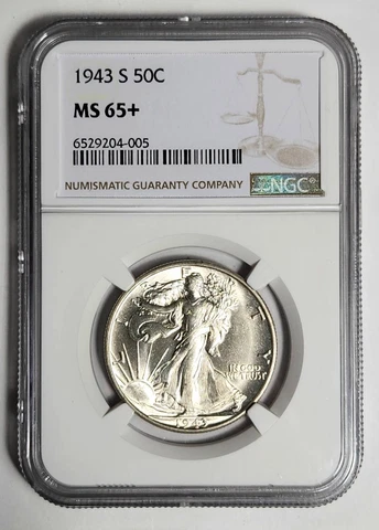 1943 S Walking Liberty Half Dollar NGC MS-65+ Cover
