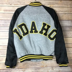 Idaho Mens Fleece Jacket M Gray Black Yellow Vintage 1970s - Picture 1 of 8