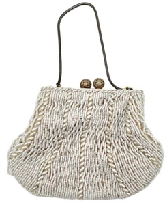 Vintage Mister Ernest Beaded Clutch Purse Made in Hong Kong White - Picture 1 of 8