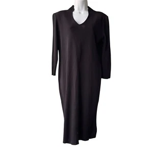 Exclusively Misook Midi Dress Women’s Size M Long Sleeve Black Corporate Goth - Picture 1 of 3
