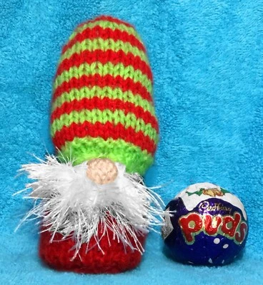PATRÓN DE TEJIDO - Funda de chocolate Gonk Gnomo de Navidad para dulces Cadbury's Puds