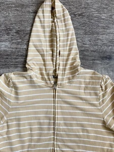 Chadwicks Full Zip Hoodie Women’s Size M Striped Long Sleeve Tan - Picture 1 of 9