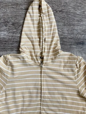 Chadwicks Full Zip Hoodie Women’s Size M Striped Long Sleeve Tan - Image 1 of 4