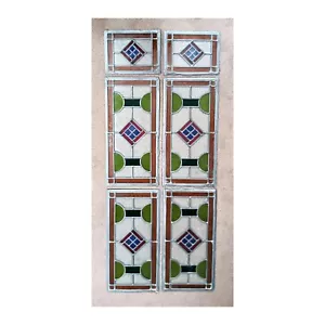 More details for stained glass leaded window panes reclaimed from old door  set of 6