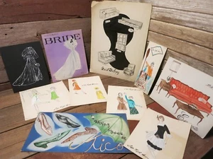 Vintage Original Art Drawing Illustrations Clothes, Shoes, Furniture and Other! - Picture 1 of 12