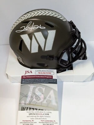 WASHINGTON COMMANDERS CLINTON PORTIS SALUTE TO SERVICE MINI HELMET JSA COA - Image 1 of 3