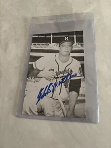 Hall of Fame autographed Eddie Mathews, Milwaukee Braves B/W Postcard - Picture 1 of 4