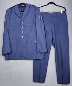 VINTAGE US AIR FORCE Uniform Mens 43L Blue Jacket Pants Vietnam Era 1970 - Picture 1 of 23