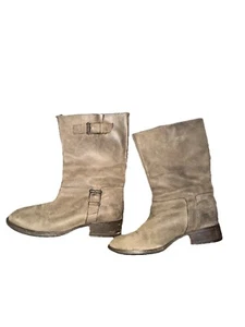 Cole Haan Mid Calf Length Boots Tan Leather Women’s Size 9 Taupe Biker Boots - Picture 1 of 2