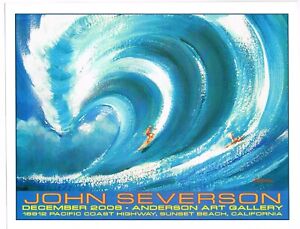 ORIGINAL JOHN SEVERSON POSTER SURFING SURFER ART 2008 EXHIBITION SUNSET BEACH