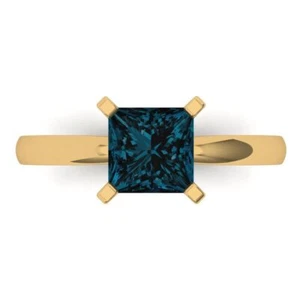 1.5 ct Princess Cut Topaz Gemstone Solitaire Ring Yellow Gold, Anniversary Gift - Picture 1 of 15
