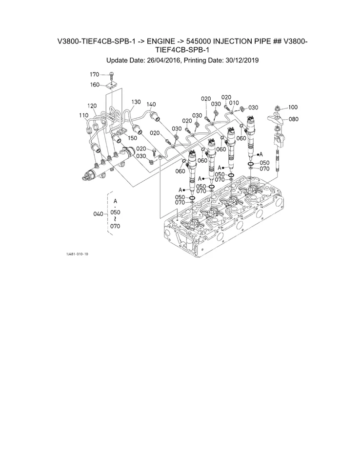 Inyector de combustible Kubota genuino OEM Asm 1J508-53074 V3800 nivel 4 Foto 1 de 1