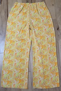 DG2 diane gilman LARGE Lounge Sleep Palazzo Pants PAISLEY Yellow Orange VINTAGE - Picture 1 of 7