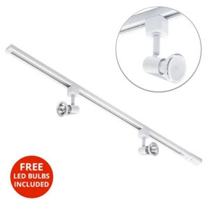 Litecraft 1 Metre Kitchen Track Light With 2 Harlem Fixture & LED Bulbs - White - Picture 1 of 5