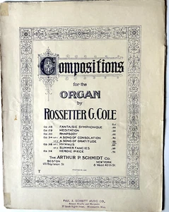 A Song Of Gratitude Organ Sheet Music by Rossetter Cole 1919 - Picture 1 of 3