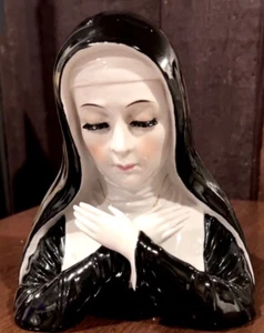 RARE. VTG Large JAPAN CDGC IMPORTS Porcelain NUN LARGE PLANTER Gold Gilt - Picture 1 of 10