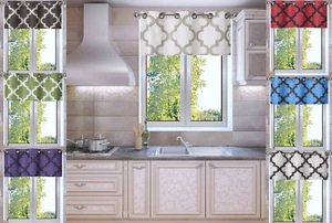1 pieza CORTINA DE CENEFA DE VENTANA MOZA SWAG FORRADA AZULEJOS MARROQUÍ IMPRESIÓN 37"" CON X 18""L - Imagen 1 de 14