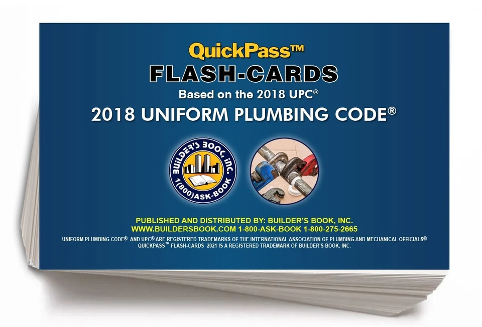 Uniform Plumbing Code QuickPass Flash-Cards based on the 2018 UPC Foto 1 de 1