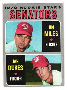 1970 Topps #154 Senators 1970 Rookie Stars Jan Dukes/Jim Miles RC