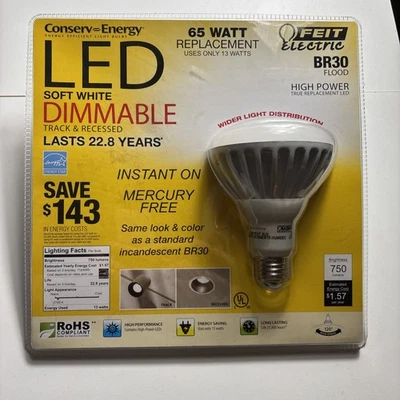 Feit Electric LED Soft White Dimmable BR30 Flood 65W Replacement 750 Lumens - Image 1 of 4