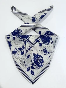 DAMEN YSL Mini blau FLORAL Webstoff Rose BANDANA BAUMWOLLE EINSTECKTUCH 18" - Bild 1 von 8