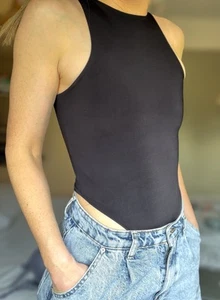 Boohoo Black High Neck Bodysuit Size 8 - Picture 1 of 4