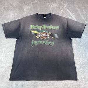 Harley Davidson Jamaica T Shirt Men’s XL Black Graphic Short Sleeve RAGGED WORN - Picture 1 of 14
