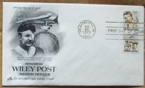 USA FDC SC #C95-96 WILEY POST 1979 Art Craft Cachet. - Bild 1 von 1