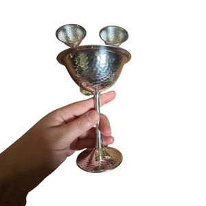 Set of 4 Hammered Aluminum Sherbet Cups Vintage Mid Century Modern Barware - Picture 1 of 6