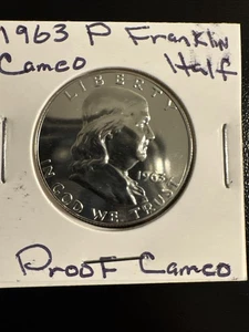 1963 P CAMEO PROOF FRANKLIN HALF DOLLAR  90% SILVER - Picture 1 of 2
