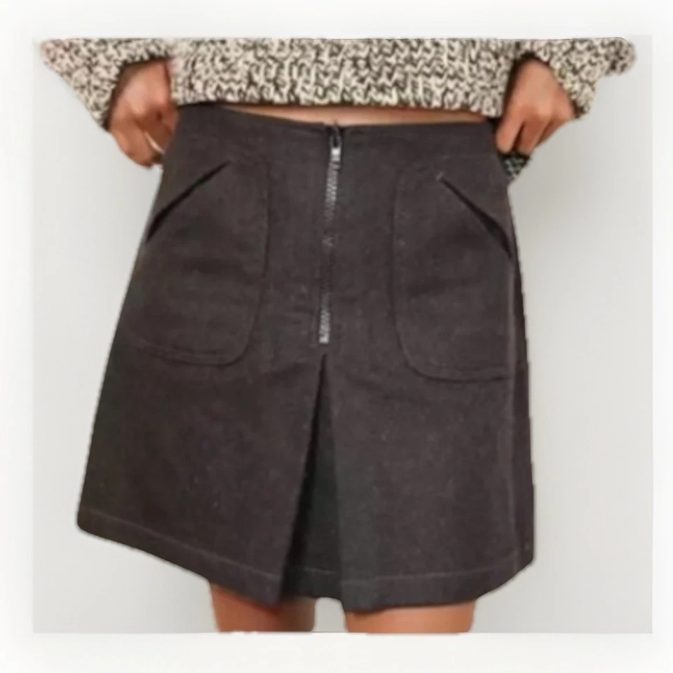 Vintage Gap Grey Wool Blend Mini Skirt Womens 12 Y2K Preppy School Academia.  J - Image 1 of 4