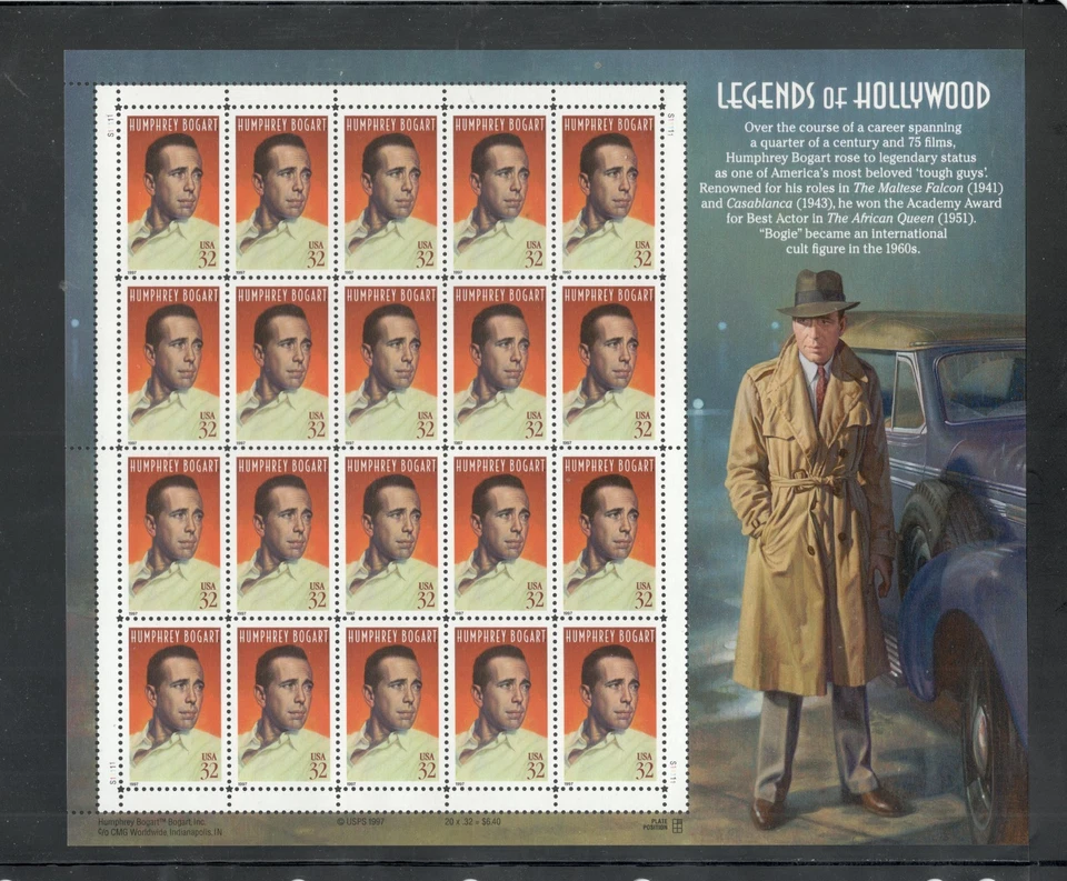Sc # 3152 ~ Full Pane ~ 32 cent Humphrey Bogart Issue - Image 1 of 1