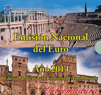 Spain Extremadura 2014 year coin set from 1 cent - 2 euro 9 coins 5,88 euro - Image 1 of 2